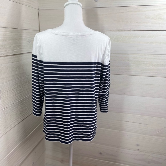 Talbots Striped and Floral Embellished Top XLP FREE SHIP - Picture 3 of 4